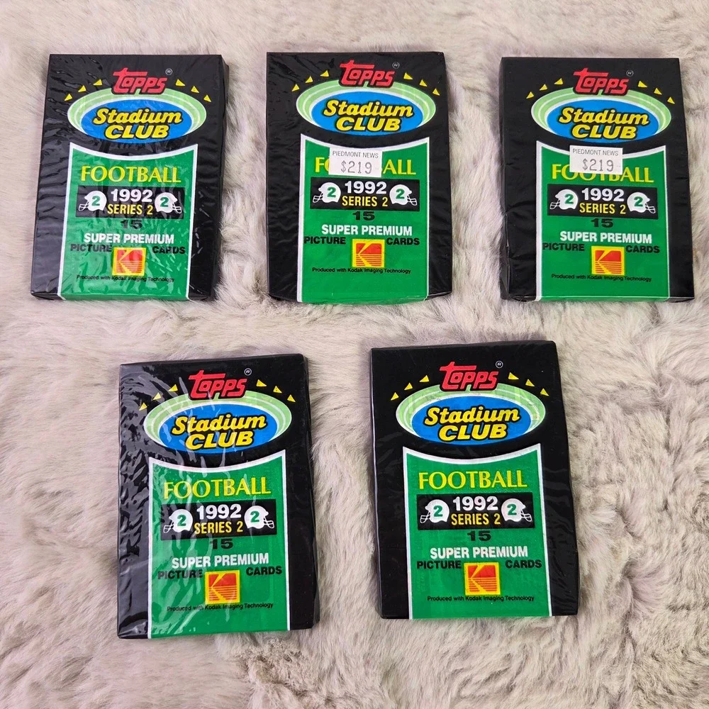 5 Pack Lot 1992 Topps Stadium Club Football Series 2 Sealed Super Premium Cards